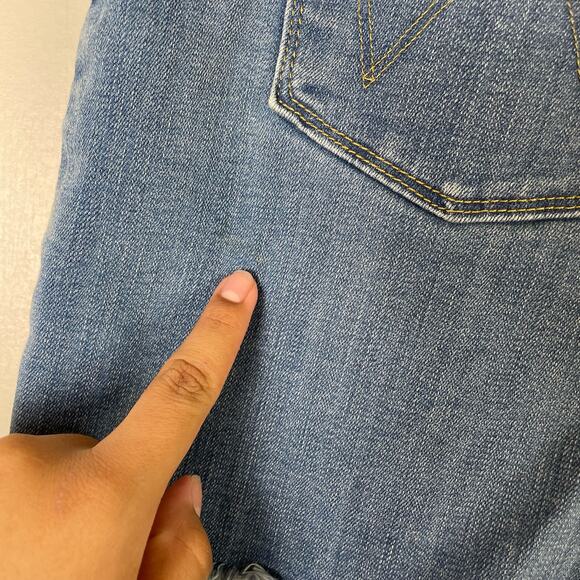 Wrangler “4” frayed short” denim cutoffs Jean raw hem stretch mid high rise - Picture 7 of 16